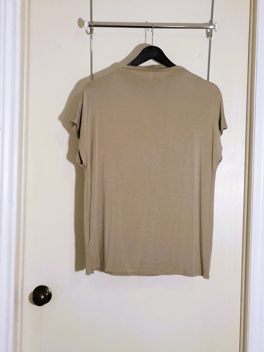 Stylish Calvin Klein Cap Sleeves Blouse. Taupe - Picture 5 of 10